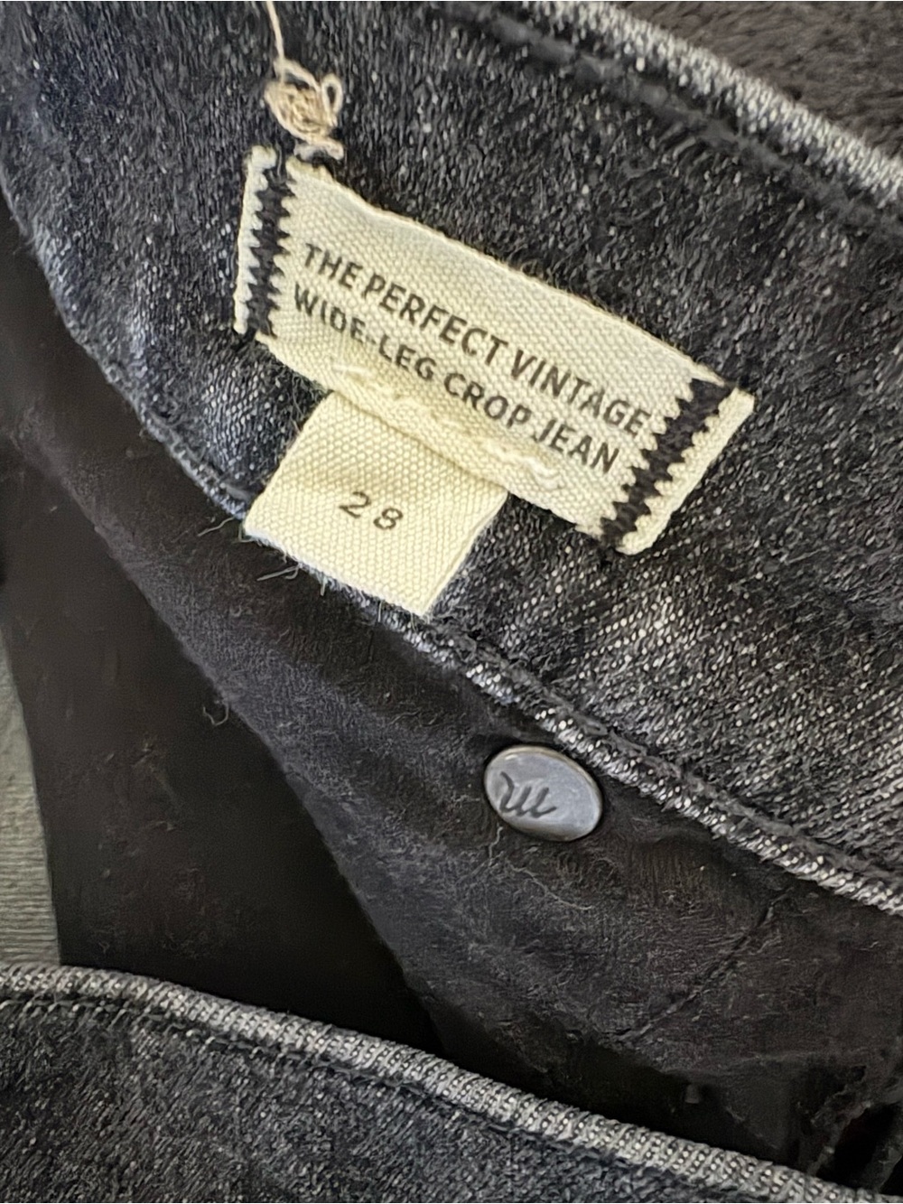 Madewell The Perfect Vintage Wide Leg Crop Jeans Black Wash Size 28 - Picture 5 of 8